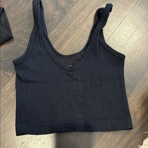 Black Ribbed Women's Tank Top